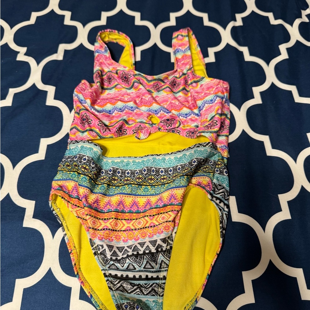 Colorful Patterned cut out Swimsuit